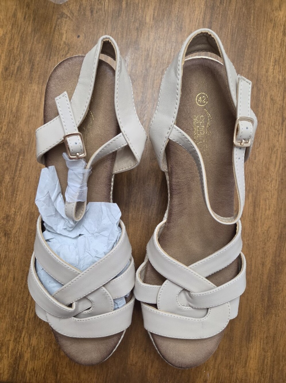 NWOT-Women’s Apricot Espadrille Wedge Strappy Sandals with Buckle Size 10.5-11